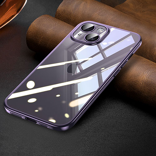 Ultra-thin Transparent TPU Soft Case Cover LD7 for Apple iPhone 14 Plus Purple