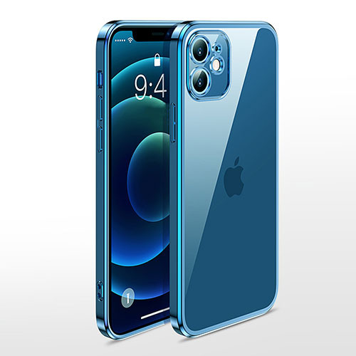 Ultra-thin Transparent TPU Soft Case Cover N04 for Apple iPhone 12 Blue