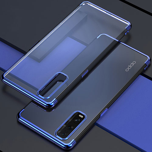 Ultra-thin Transparent TPU Soft Case Cover S01 for Oppo Find X2 Blue