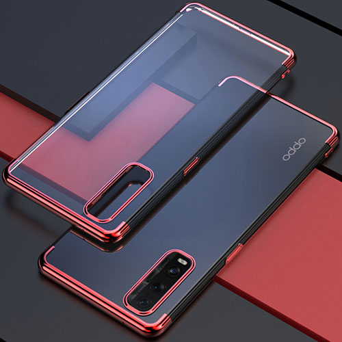 Ultra-thin Transparent TPU Soft Case Cover S01 for Oppo Find X2 Red