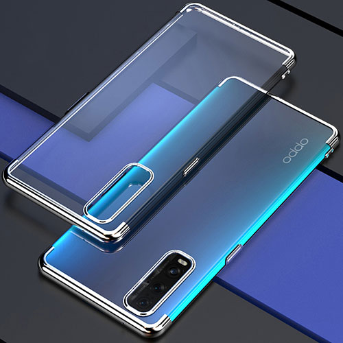 Ultra-thin Transparent TPU Soft Case Cover S01 for Oppo Find X2 Silver