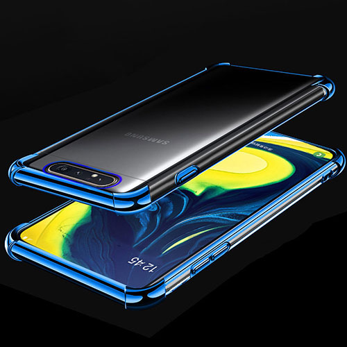 Ultra-thin Transparent TPU Soft Case Cover S01 for Samsung Galaxy A80 Blue
