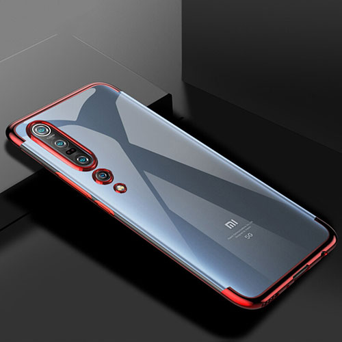 Ultra-thin Transparent TPU Soft Case Cover S01 for Xiaomi Mi 10 Pro Red