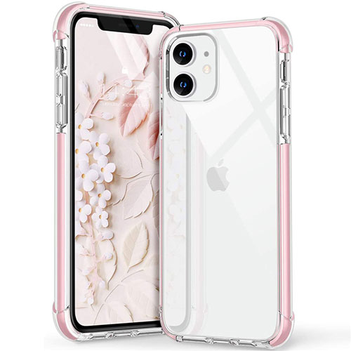Ultra-thin Transparent TPU Soft Case Cover S02 for Apple iPhone 12 Pink