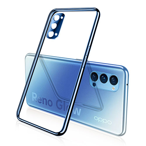 Ultra-thin Transparent TPU Soft Case Cover S02 for Oppo Reno4 5G Blue