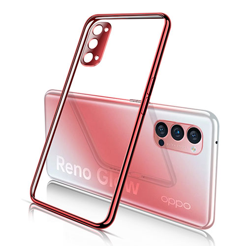 Ultra-thin Transparent TPU Soft Case Cover S02 for Oppo Reno4 5G Red
