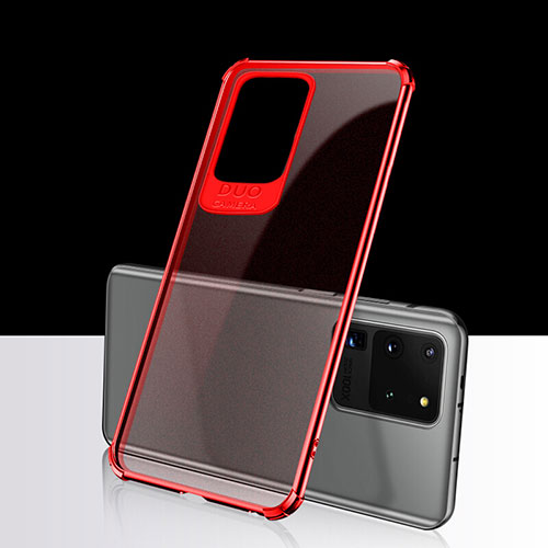 Ultra-thin Transparent TPU Soft Case Cover S02 for Samsung Galaxy S20 Ultra 5G Red