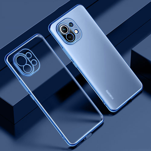 Ultra-thin Transparent TPU Soft Case Cover S02 for Xiaomi Mi 11 Lite 4G Blue