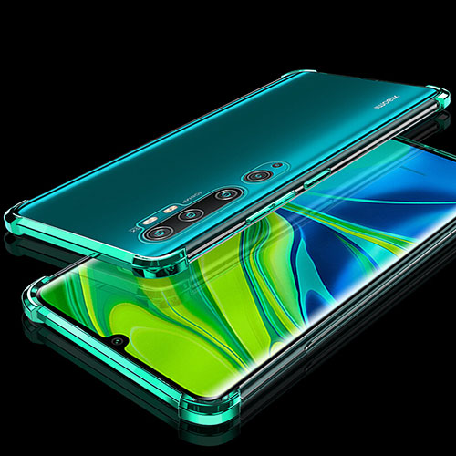 Ultra-thin Transparent TPU Soft Case Cover S02 for Xiaomi Mi Note 10 Green