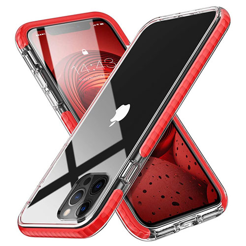 Ultra-thin Transparent TPU Soft Case Cover S03 for Apple iPhone 12 Pro Red