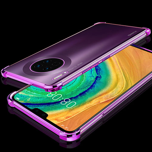 Ultra-thin Transparent TPU Soft Case Cover S03 for Huawei Mate 30 Pro 5G Purple
