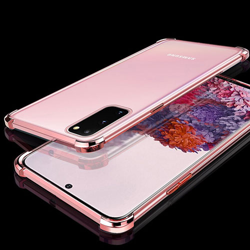 Ultra-thin Transparent TPU Soft Case Cover S03 for Samsung Galaxy S20 5G Rose Gold