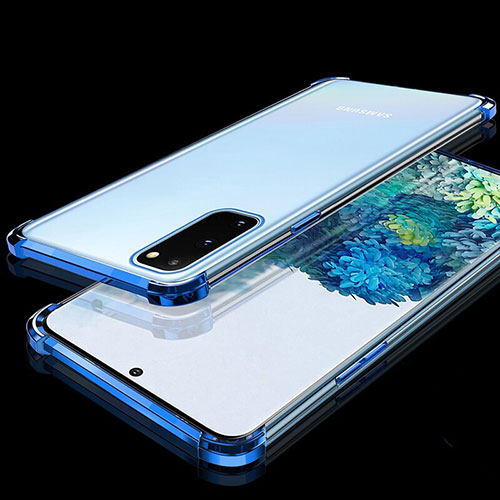 Ultra-thin Transparent TPU Soft Case Cover S03 for Samsung Galaxy S20 Blue