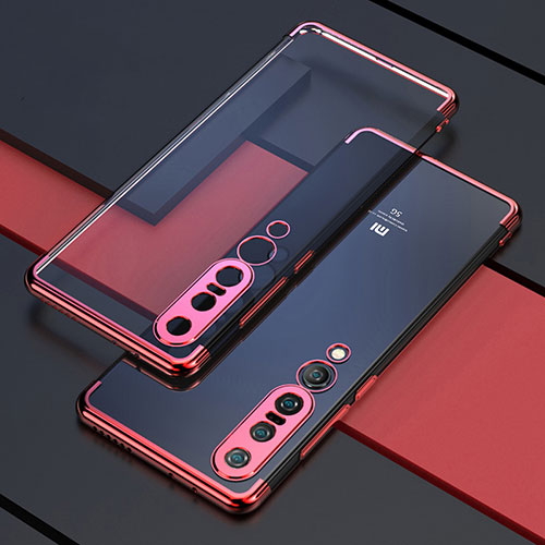 Ultra-thin Transparent TPU Soft Case Cover S03 for Xiaomi Mi 10 Pro Red