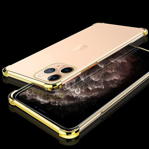 Ultra-thin Transparent TPU Soft Case Cover S05 for Apple iPhone 11 Pro Max Gold
