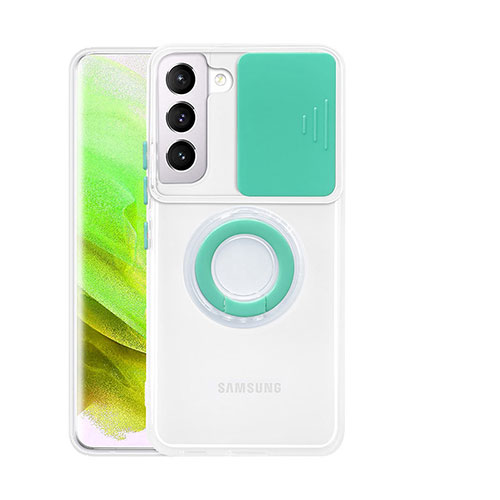 Ultra-thin Transparent TPU Soft Case Cover with Finger Ring Stand S01 for Samsung Galaxy S23 Plus 5G Matcha Green