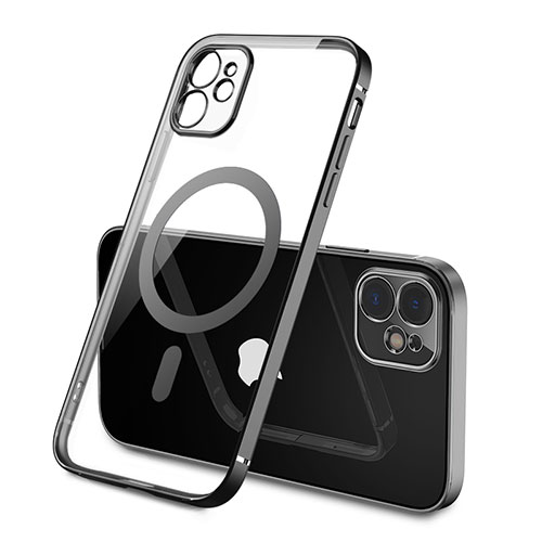 Ultra-thin Transparent TPU Soft Case Cover with Mag-Safe Magnetic M01 for Apple iPhone 12 Black