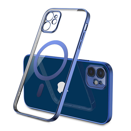 Ultra-thin Transparent TPU Soft Case Cover with Mag-Safe Magnetic M01 for Apple iPhone 12 Blue