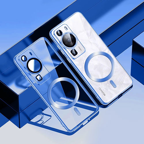 Ultra-thin Transparent TPU Soft Case Cover with Mag-Safe Magnetic S01 for Huawei P60 Pro Blue