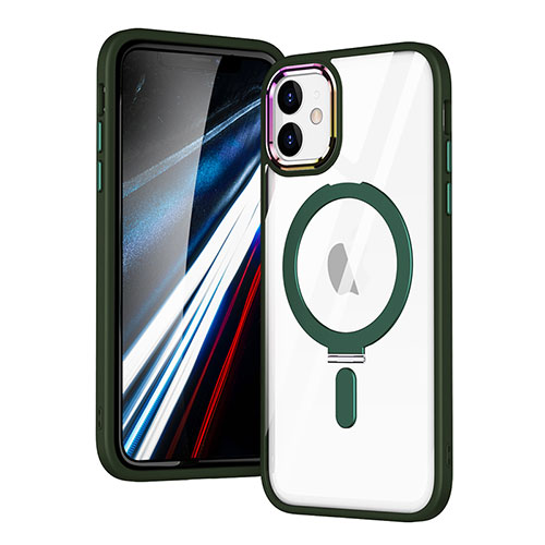 Ultra-thin Transparent TPU Soft Case Cover with Mag-Safe Magnetic SD1 for Apple iPhone 11 Green