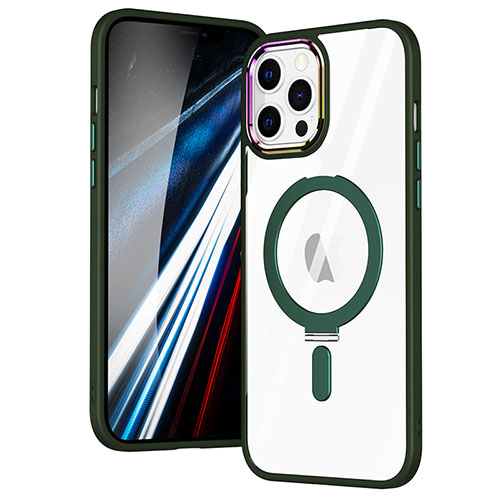 Ultra-thin Transparent TPU Soft Case Cover with Mag-Safe Magnetic SD1 for Apple iPhone 12 Pro Green
