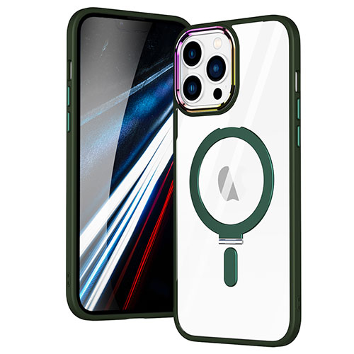 Ultra-thin Transparent TPU Soft Case Cover with Mag-Safe Magnetic SD1 for Apple iPhone 13 Pro Green