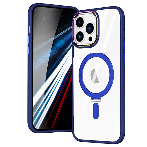 Ultra-thin Transparent TPU Soft Case Cover with Mag-Safe Magnetic SD1 for Apple iPhone 13 Pro Max Blue