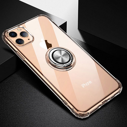 Ultra-thin Transparent TPU Soft Case Cover with Magnetic Finger Ring Stand C03 for Apple iPhone 11 Pro Clear