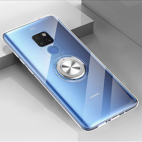 Ultra-thin Transparent TPU Soft Case Cover with Magnetic Finger Ring Stand C04 for Huawei Mate 20 X 5G Clear