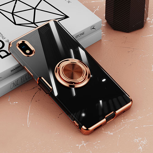 Ultra-thin Transparent TPU Soft Case Cover with Magnetic Finger Ring Stand for Sony Xperia Ace III Rose Gold