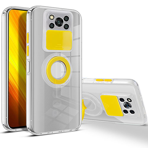Ultra-thin Transparent TPU Soft Case Cover with Stand for Xiaomi Poco X3 NFC Yellow