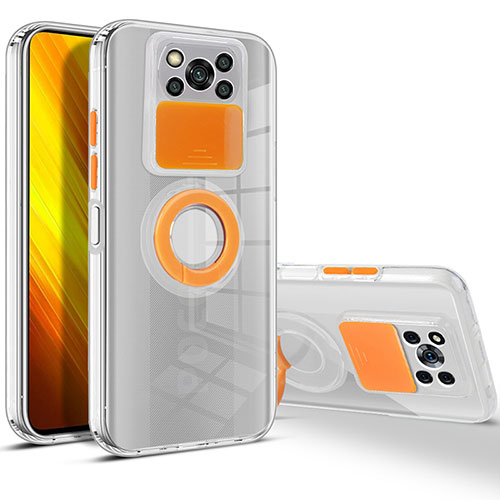 Ultra-thin Transparent TPU Soft Case Cover with Stand for Xiaomi Poco X3 Pro Orange