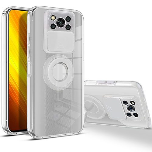 Ultra-thin Transparent TPU Soft Case Cover with Stand for Xiaomi Poco X3 Pro White