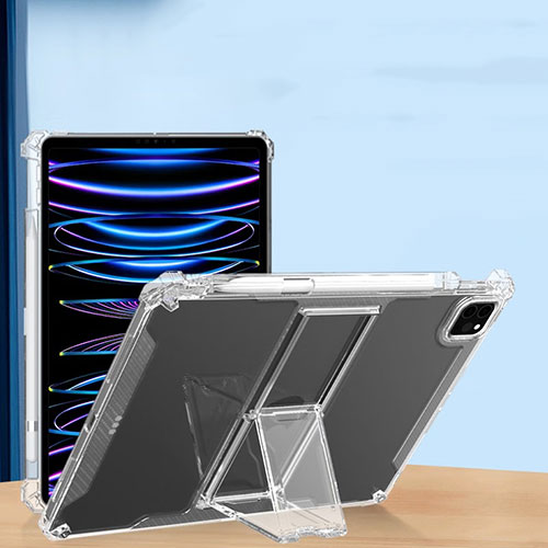 Ultra-thin Transparent TPU Soft Case Cover with Stand S01 for Apple iPad Pro 12.9 (2020) Clear