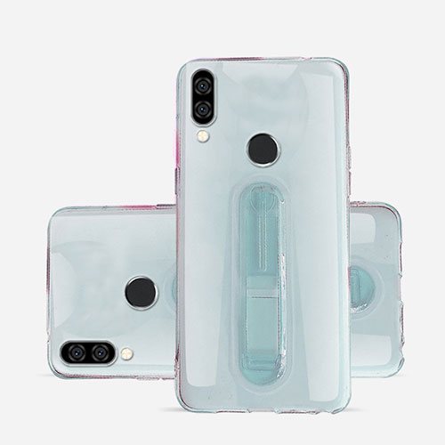 Ultra-thin Transparent TPU Soft Case Cover with Stand S01 for Huawei Nova 3e Pink