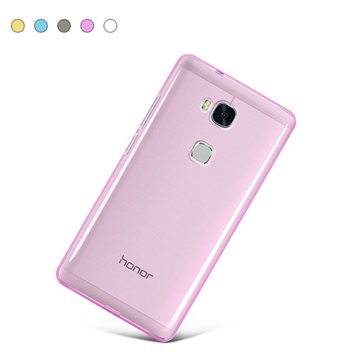 Ultra-thin Transparent TPU Soft Case for Huawei Honor X5 Pink
