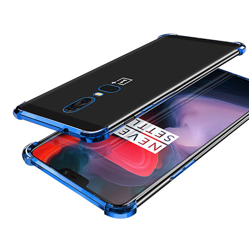 Ultra-thin Transparent TPU Soft Case H02 for OnePlus 6 Blue
