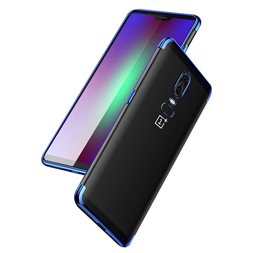 Ultra-thin Transparent TPU Soft Case T03 for OnePlus 6 Blue