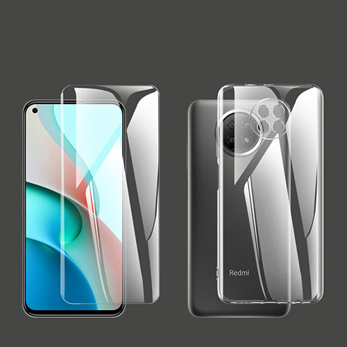 Ultra-thin Transparent TPU Soft Case with Finger Ring Stand and Screen Protector for Xiaomi Redmi Note 9T 5G Red