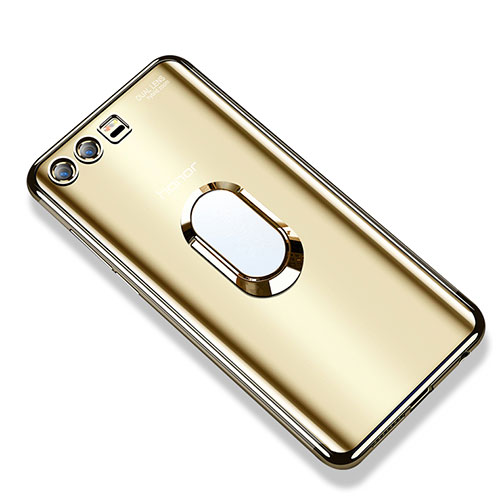 Ultra-thin Transparent TPU Soft Case with Finger Ring Stand S01 for Huawei Honor 9 Gold