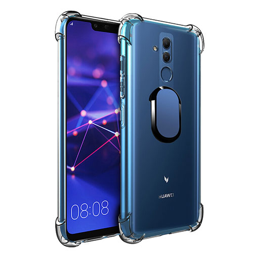 Ultra-thin Transparent TPU Soft Case with Magnetic Finger Ring Stand S01 for Huawei Maimang 7 Blue