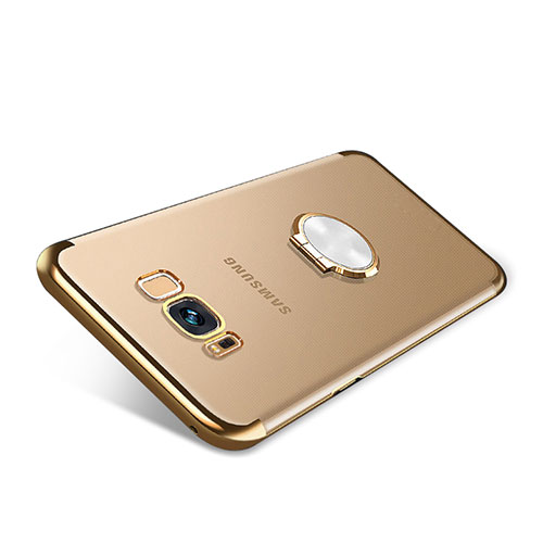 Ultra-thin Transparent TPU Soft Case with Magnetic Finger Ring Stand S01 for Samsung Galaxy S8 Plus Gold