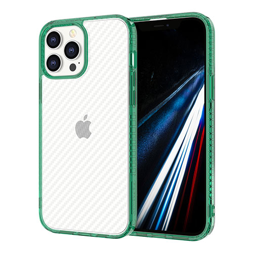 Ultra-thin Transparent TPU Soft Case YJ1 for Apple iPhone 13 Pro Max Midnight Green