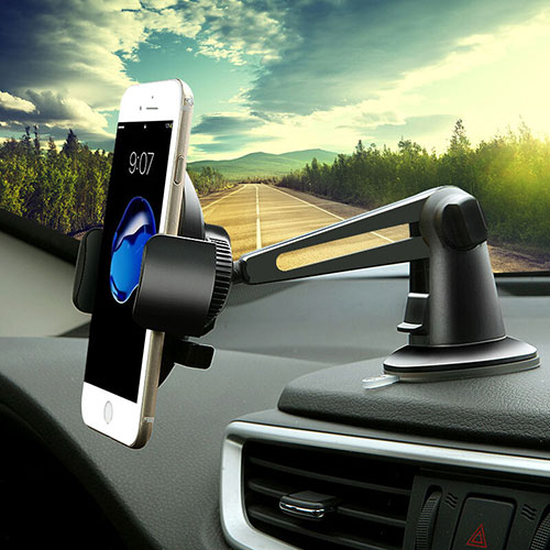 Universal Car Suction Cup Mount Cell Phone Holder Cradle H16 Black