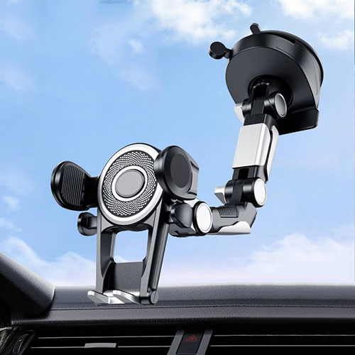 Universal Car Suction Cup Mount Cell Phone Holder Cradle N06 Black