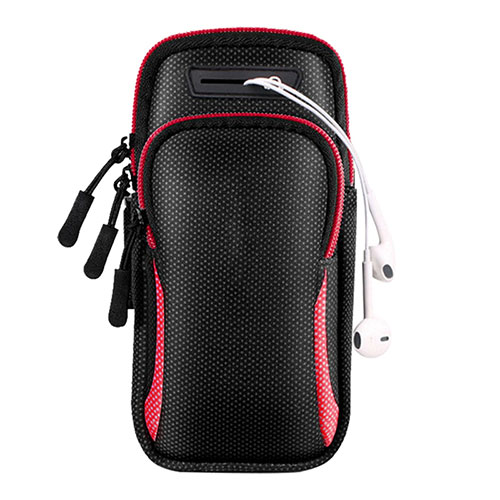 Universal Gym Sport Running Jog Arm Band Strap Case A01 Red and Black