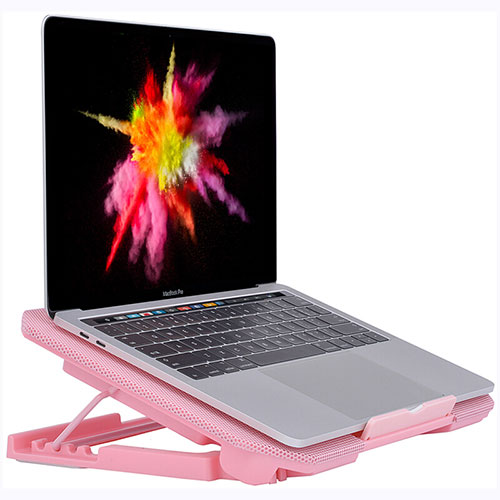 Universal Laptop Stand Notebook Holder Cooling Pad USB Fans 9 inch to 16 inch M16 for Apple MacBook Pro 13 inch (2020) Pink