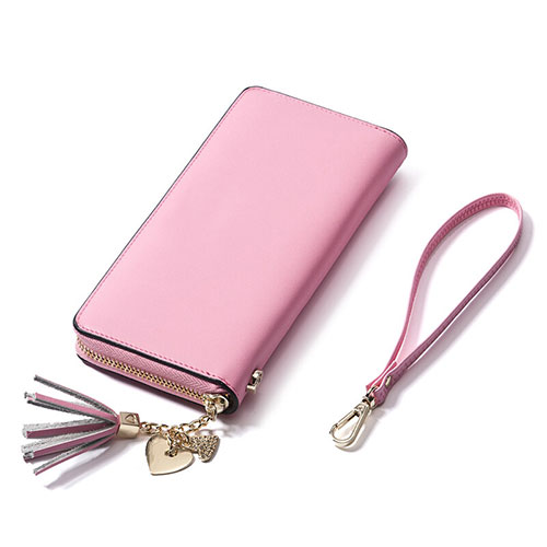 Universal Leather Wristlet Wallet Handbag Case H24 Pink