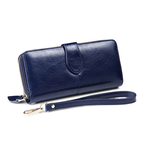 Universal Leather Wristlet Wallet Handbag Case H33 Blue