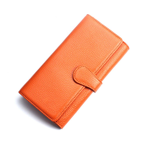 Universal Leather Wristlet Wallet Handbag Case K02 Orange